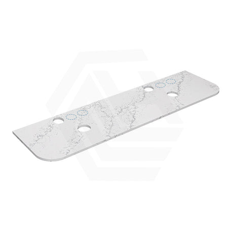 Lukka 20mm Thick Calacatta White Curved Edge Zero Silica Engineer Stone Top with Center Waste Hole,  12 /10/2 O'clock Semi Drilled Tap Hole Available 605-1805mm
