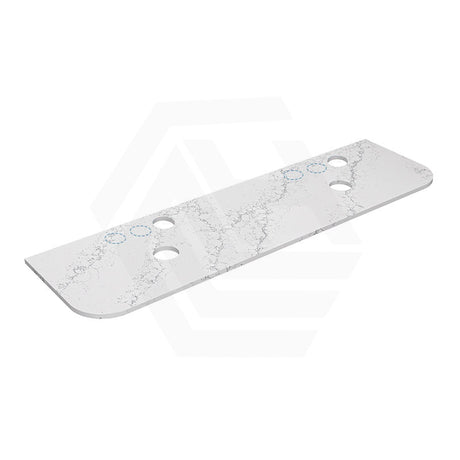 Lukka 20mm Thick Calacatta White Curved Edge Zero Silica Engineer Stone Top with Center Waste Hole,  12 /10/2 O'clock Semi Drilled Tap Hole Available 605-1805mm