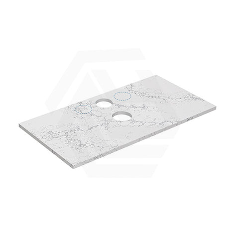 Lukka 20mm Thick Calacatta White Zero Silica Engineer Stone Top with Center Waste Hole,  12 /10/2 O'clock Semi Drilled Tap Hole Available 605-1505mm