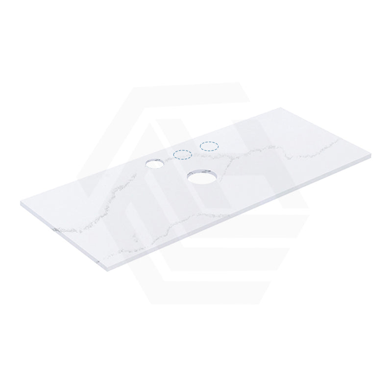 12mm Thick Lukka Calacatta White Solid Surface Stone Top with Center Waste Hole, 12/10/2 O'clock Semi Drilled Tap Hole Available At the Back 605-1505mm