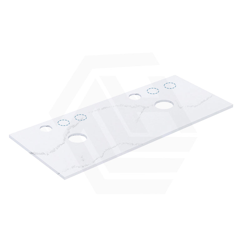 12mm Thick Lukka Calacatta White Solid Surface Stone Top with Center Waste Hole, 12/10/2 O'clock Semi Drilled Tap Hole Available At the Back 605-1505mm