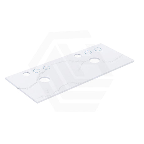 12mm Thick Lukka Calacatta White Solid Surface Stone Top with Center Waste Hole, 12/10/2 O'clock Semi Drilled Tap Hole Available At the Back 605-1505mm