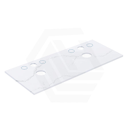 12mm Thick Lukka Calacatta White Solid Surface Stone Top with Center Waste Hole, 12/10/2 O'clock Semi Drilled Tap Hole Available At the Back 605-1505mm