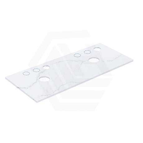 12mm Thick Lukka Calacatta White Solid Surface Stone Top with Center Waste Hole, 12/10/2 O'clock Semi Drilled Tap Hole Available At the Back 605-1505mm