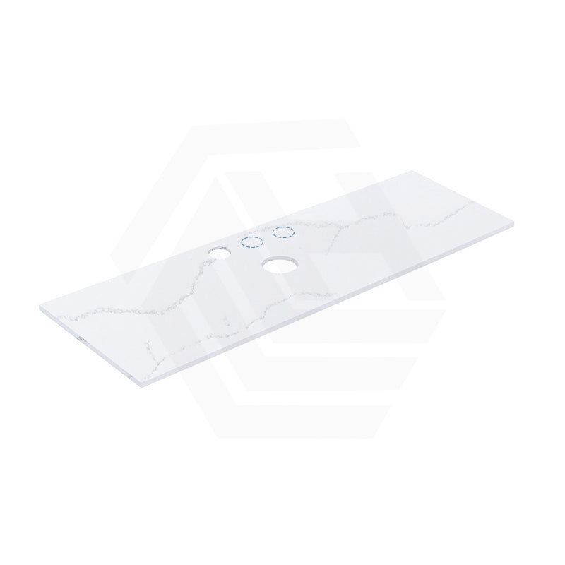 12mm Thick Lukka Calacatta White Solid Surface Stone Top with Center Waste Hole, 12/10/2 O'clock Semi Drilled Tap Hole Available At the Back 605-1505mm