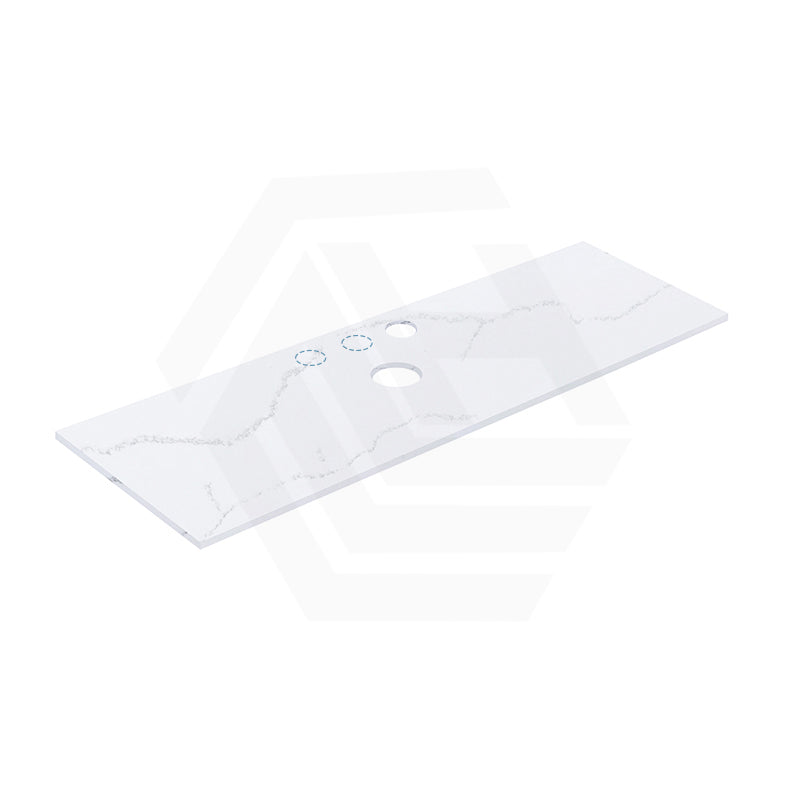 12mm Thick Lukka Calacatta White Solid Surface Stone Top with Center Waste Hole, 12/10/2 O'clock Semi Drilled Tap Hole Available At the Back 605-1505mm