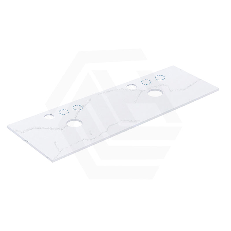 12mm Thick Lukka Calacatta White Solid Surface Stone Top with Center Waste Hole, 12/10/2 O'clock Semi Drilled Tap Hole Available At the Back 605-1505mm