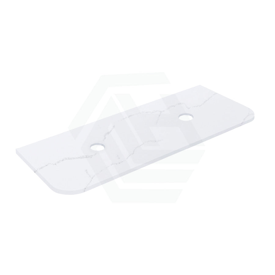 18mm Thick Lukka Carrara White Marble Curved Top with Center Waste Hole, 12/10/2 O'clock Semi Drilled Tap Hole Available At the Back 605-1505mm