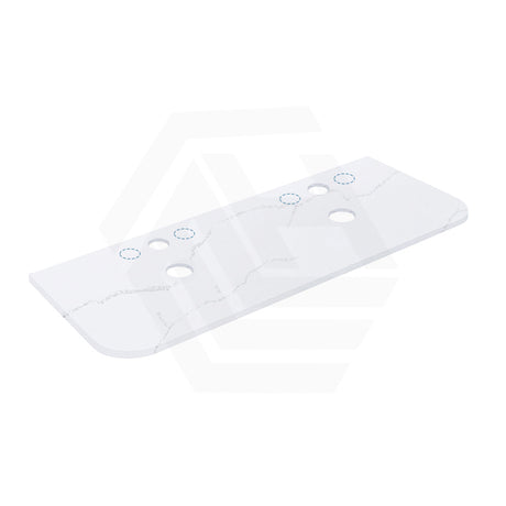 12mm Thick Lukka Calacatta White Curved Edge Solid Surface Stone Top with Center Waste Hole, 12/10/2 O'clock Semi Drilled Tap Hole Available At the Back 605-1805mm