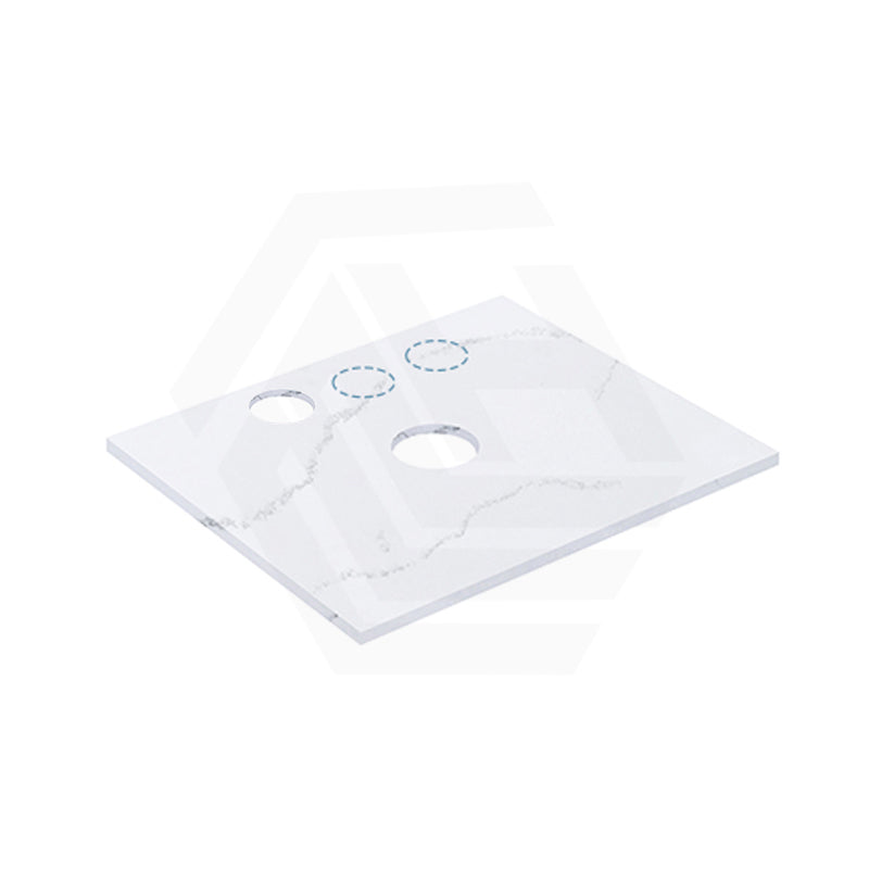 12mm Thick Lukka Calacatta White Solid Surface Stone Top with Center Waste Hole, 12/10/2 O'clock Semi Drilled Tap Hole Available At the Back 605-1505mm