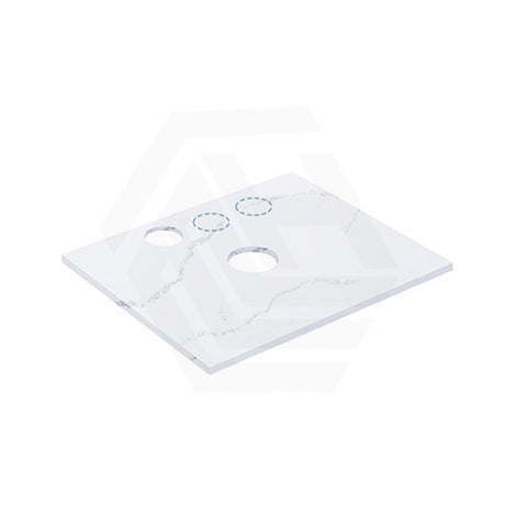 12mm Thick Lukka Calacatta White Solid Surface Stone Top with Center Waste Hole, 12/10/2 O'clock Semi Drilled Tap Hole Available At the Back 605-1505mm