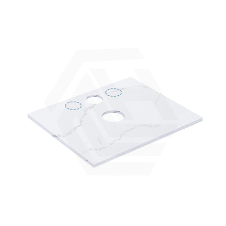 12mm Thick Lukka Calacatta White Solid Surface Stone Top with Center Waste Hole, 12/10/2 O'clock Semi Drilled Tap Hole Available At the Back 605-1505mm