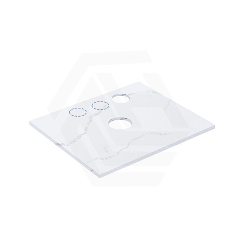 12mm Thick Lukka Calacatta White Solid Surface Stone Top with Center Waste Hole, 12/10/2 O'clock Semi Drilled Tap Hole Available At the Back 605-1505mm