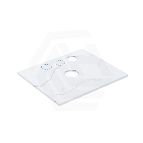 12mm Thick Lukka Calacatta White Solid Surface Stone Top with Center Waste Hole, 12/10/2 O'clock Semi Drilled Tap Hole Available At the Back 605-1505mm