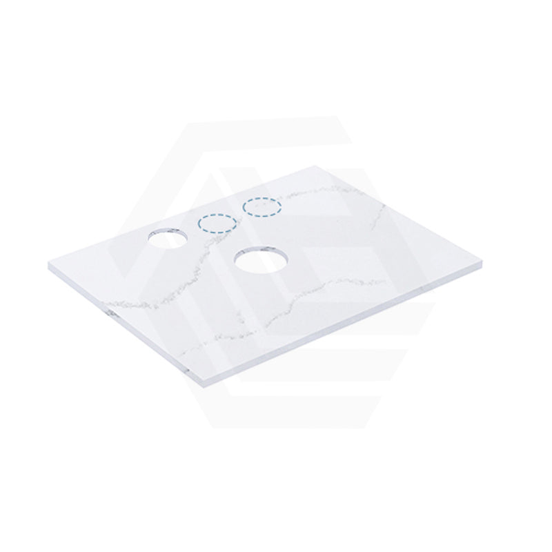 12mm Thick Lukka Calacatta White Solid Surface Stone Top with Center Waste Hole, 12/10/2 O'clock Semi Drilled Tap Hole Available At the Back 605-1505mm