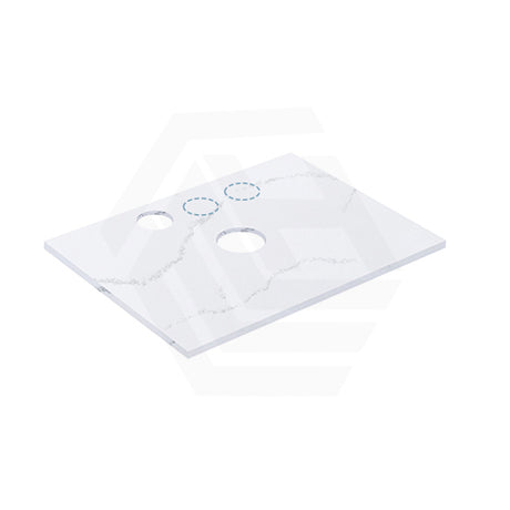 12mm Thick Lukka Calacatta White Solid Surface Stone Top with Center Waste Hole, 12/10/2 O'clock Semi Drilled Tap Hole Available At the Back 605-1505mm