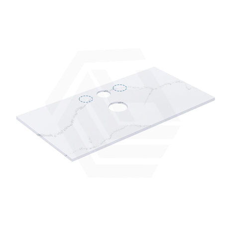 12mm Thick Lukka Calacatta White Solid Surface Stone Top with Center Waste Hole, 12/10/2 O'clock Semi Drilled Tap Hole Available At the Back 605-1505mm