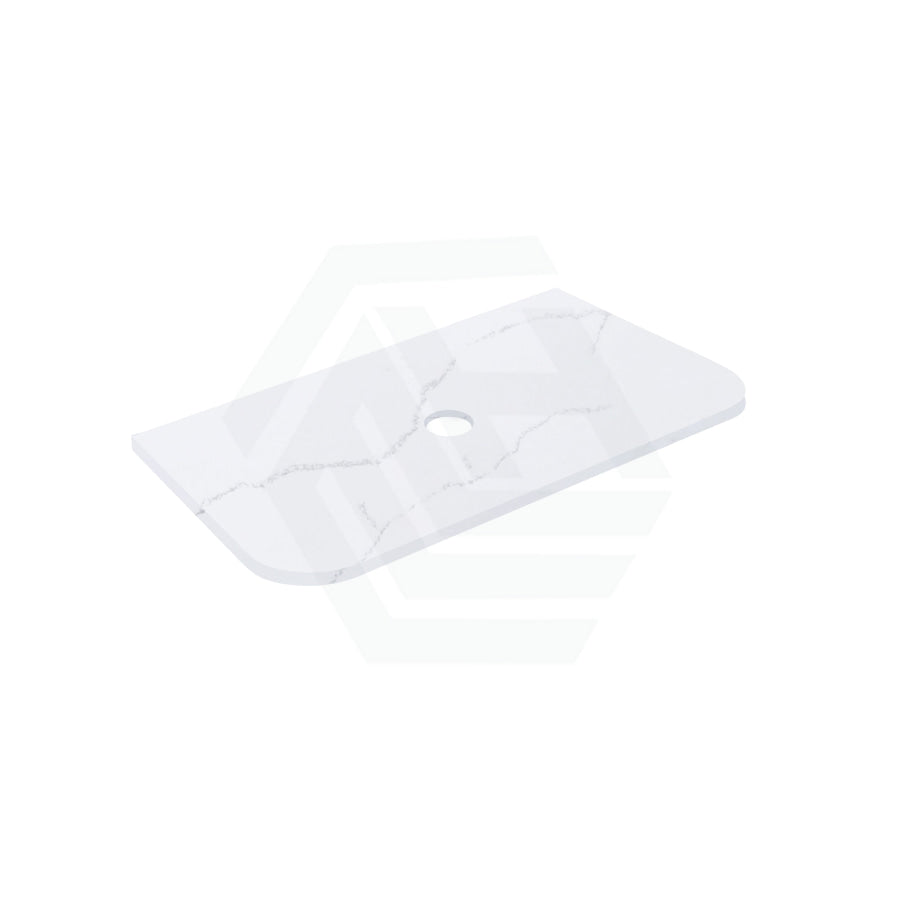 18mm Thick Lukka Carrara White Marble Curved Top with Center Waste Hole, 12/10/2 O'clock Semi Drilled Tap Hole Available At the Back 605-1505mm