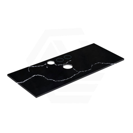 Lukka 12mm Thick Calacatta Night Solid Surface Stone Top with Center Waste Hole,  12 /10/2 O'clock Semi Drilled Tap Hole Available 605-1505mm