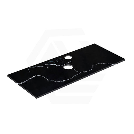 Lukka 12mm Thick Calacatta Night Solid Surface Stone Top with Center Waste Hole,  12 /10/2 O'clock Semi Drilled Tap Hole Available 605-1505mm