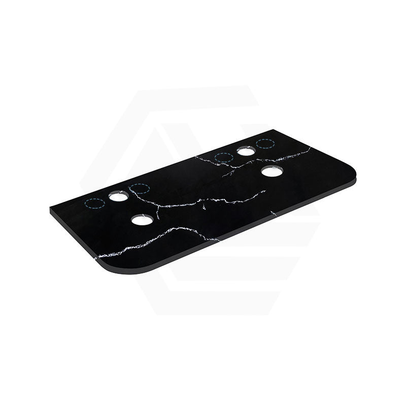 Lukka 12mm Thick Calacatta Night Curved Edge Solid Surface Stone Top with Center Waste Hole,  12 /10/2 O'clock Semi Drilled Tap Hole Available 605-1805mm