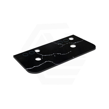 Lukka 12mm Thick Calacatta Night Curved Edge Solid Surface Stone Top with Center Waste Hole,  12 /10/2 O'clock Semi Drilled Tap Hole Available 605-1805mm