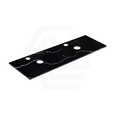 Lukka 12mm Thick Calacatta Night Solid Surface Stone Top with Center Waste Hole,  12 /10/2 O'clock Semi Drilled Tap Hole Available 605-1505mm