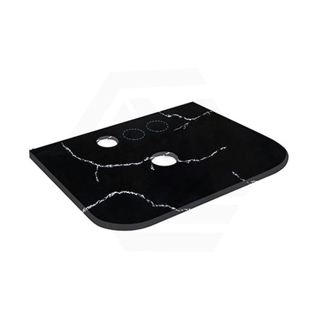 Lukka 12mm Thick Calacatta Night Curved Edge Solid Surface Stone Top with Center Waste Hole,  12 /10/2 O'clock Semi Drilled Tap Hole Available 605-1805mm