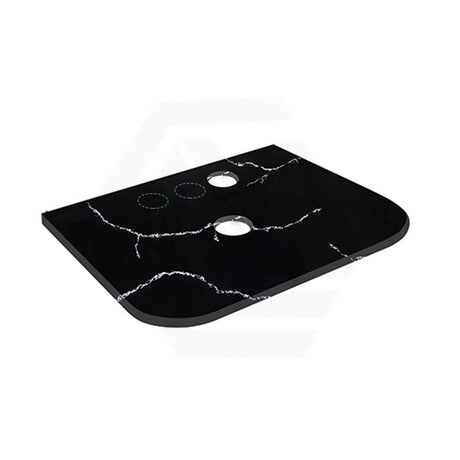 Lukka 12mm Thick Calacatta Night Curved Edge Solid Surface Stone Top with Center Waste Hole,  12 /10/2 O'clock Semi Drilled Tap Hole Available 605-1805mm