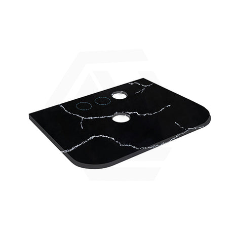 Lukka 12mm Thick Calacatta Night Curved Edge Solid Surface Stone Top with Center Waste Hole,  12 /10/2 O'clock Semi Drilled Tap Hole Available 605-1805mm