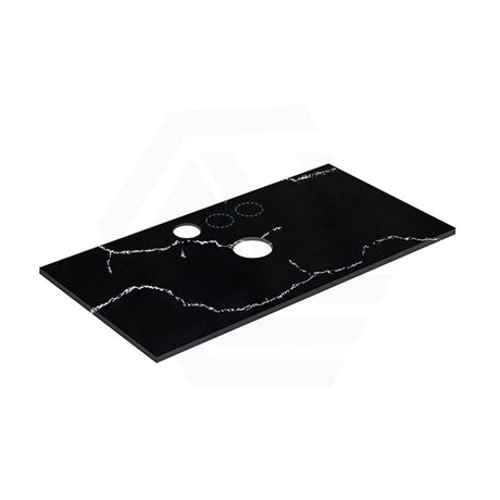 Lukka 12mm Thick Calacatta Night Solid Surface Stone Top with Center Waste Hole,  12 /10/2 O'clock Semi Drilled Tap Hole Available 605-1505mm