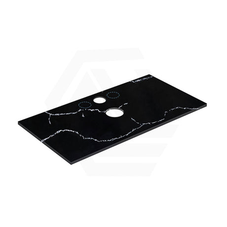 Lukka 12mm Thick Calacatta Night Solid Surface Stone Top with Center Waste Hole,  12 /10/2 O'clock Semi Drilled Tap Hole Available 605-1505mm