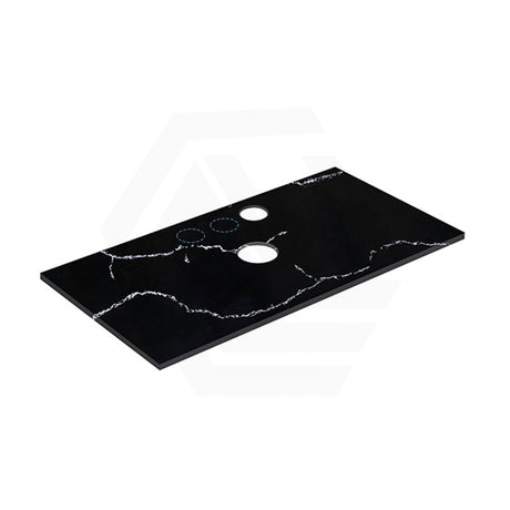 Lukka 12mm Thick Calacatta Night Solid Surface Stone Top with Center Waste Hole,  12 /10/2 O'clock Semi Drilled Tap Hole Available 605-1505mm