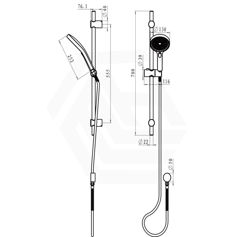 Linkware Gabe Hand Shower on Rail with 3 Functions Handheld Variant Colour Available