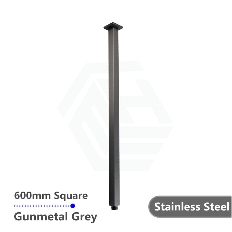 300/600Mm Square Ceiling Shower Arm Gunmetal Grey 600Mm