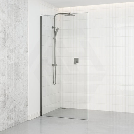 Tempered Glass Frameless Shower Screen Single Fixed Panel Gunmetal Grey