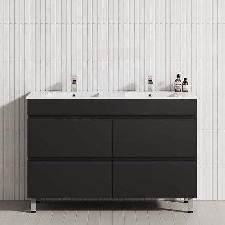 MCH 1200mm Matt Black Freestanding Leg Vanity with Double Bowls