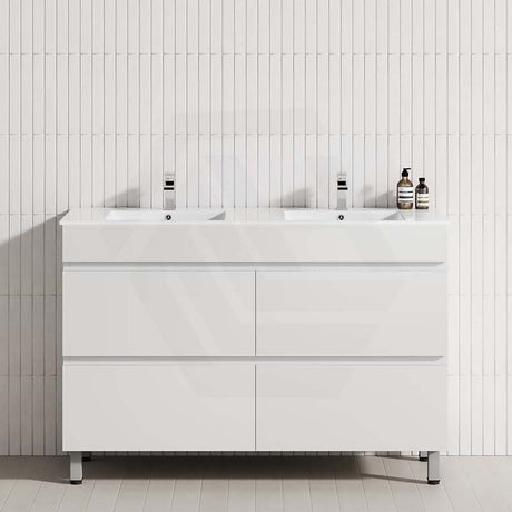 MCH 1200mm Matt White Freestanding Leg Vanity with Double Bowls