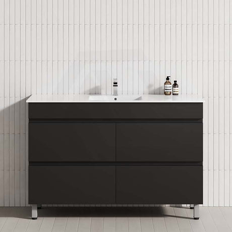 MCH 4-Drawer 1200mm Matt Black Wall Hung Bathroom Vanity with Single Bowl