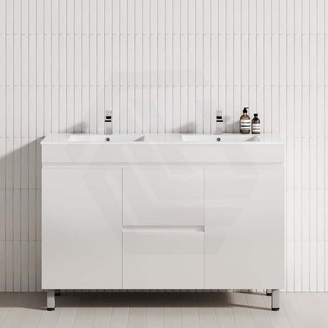 1200mm vanity with a glossy white finish, two drawers, and two doors