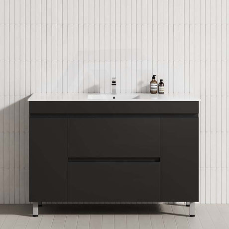 MCH 1200mm matt black bathroom vanity, includes two drawers and two doors for storage