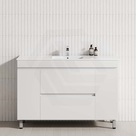 MCH 2-Drawer 2-Door 1200mm Matt White Freestanding Leg Vanity with Single Bowl