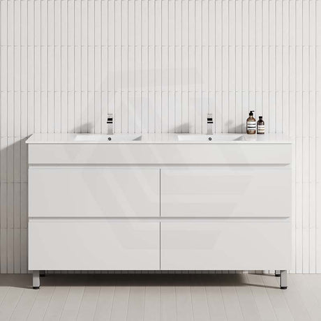 MCH 1500mm Matt White Freestanding Leg Vanity with Double Bowls