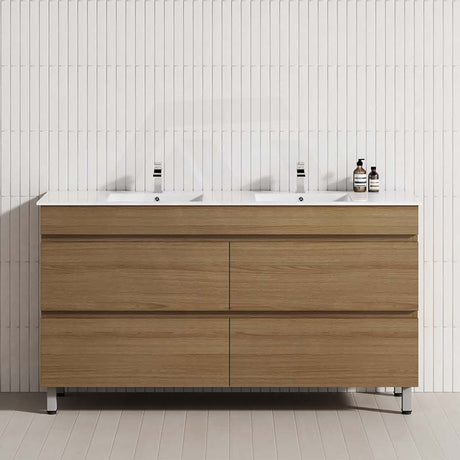 1500mm bathroom vanity in Tasmanian Oak, featuring four drawers for storage