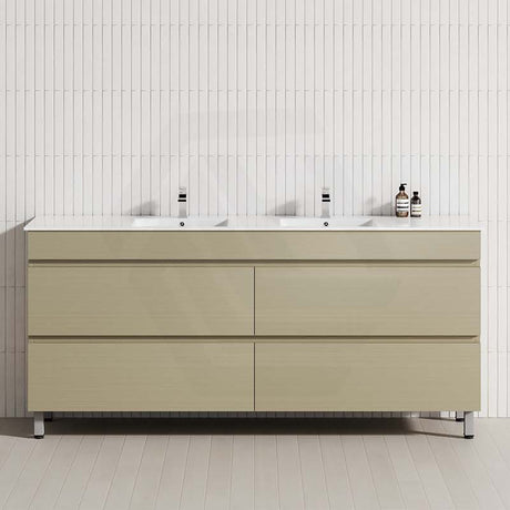 1800mm bathroom vanity, 4 storage drawers in a Gesso Lini finish