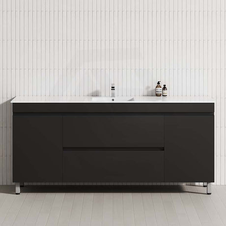 MCH 1800mm Matt Black Freestanding Leg Vanity with Single Bowl