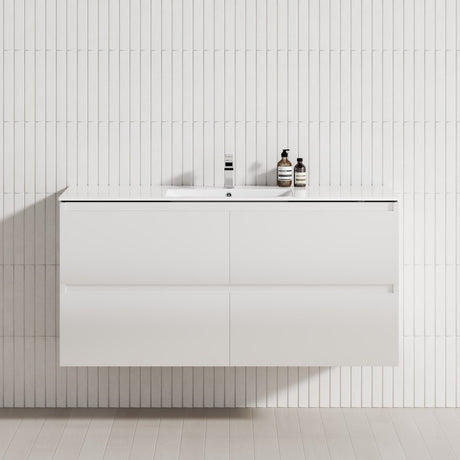 4-Drawer 1200/1500/1800Mm Wall Hung Bathroom Floating Vanity Multi-Colour Cabinet Only Vanities