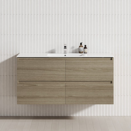 4-Drawer 1200/1500/1800Mm Wall Hung Bathroom Floating Vanity Multi-Colour Cabinet Only Vanities