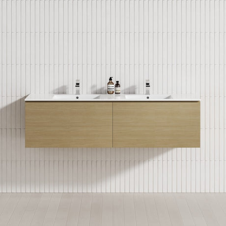2-Drawer Flat 1200/1500/1800Mm Wall Hung Bathroom Floating Vanity Multi-Colour Cabinet Only Vanities