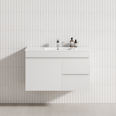 900Mm Narrow Wall Hung Bathroom Floating Vanity 2-Drawer 2-Door Multi-Colour Cabinet Only Vanities